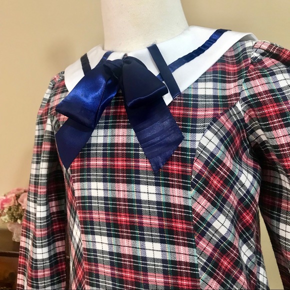 Vintage Rare Editions Plaid Drop Waist 3/4 T Dress - Picture 4 of 7